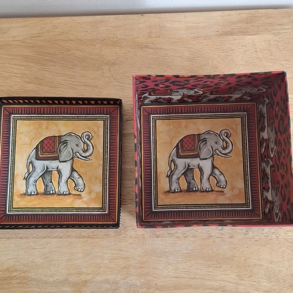 Elephant & Leopard Print Decorative Trinket Box | Safari Decor Storage